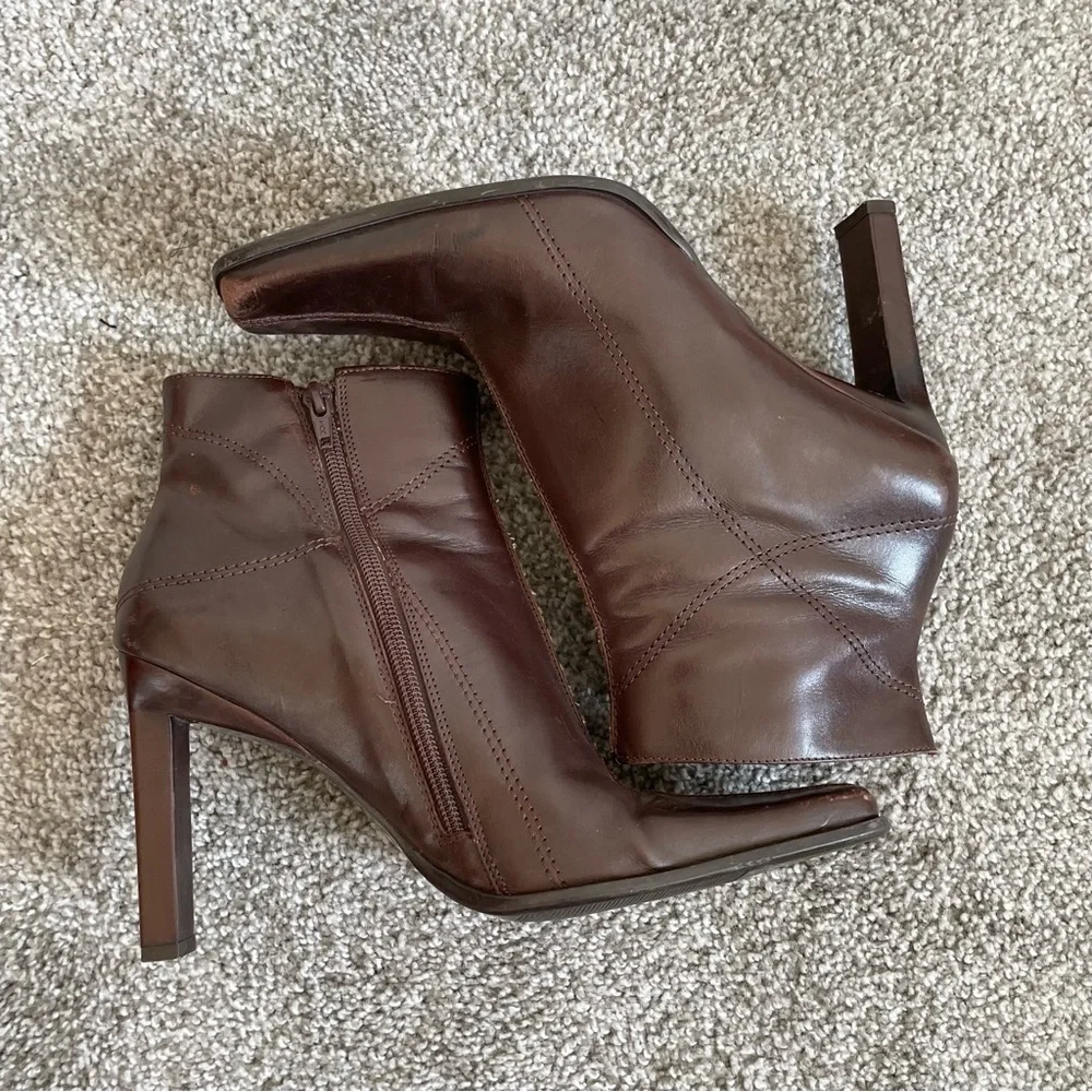 Vintage Diba Y2K Square Toe Ankle Boots Women’s 9 Brown Leather Western Boho - Picture 7 of 12